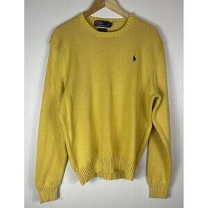 Vintage Yellow Mens Polo By Ralph Pima Cotton Crewneck Sweater XL Y2K Preppy 90s